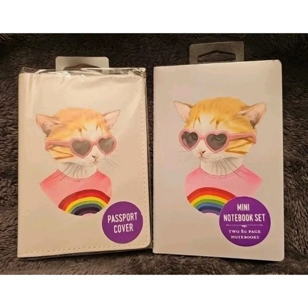 Berkley Bestiary Rainbow Kitten Passport Cover & 2 Mini Notebooks Galison